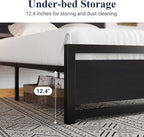 Allewie Full Bed Frame with Headboard, Heavy Duty Metal Platform Base with Strong Support, Underneath Storage Space, Stable Mattress Foundation, No Box Spring Needed, Black