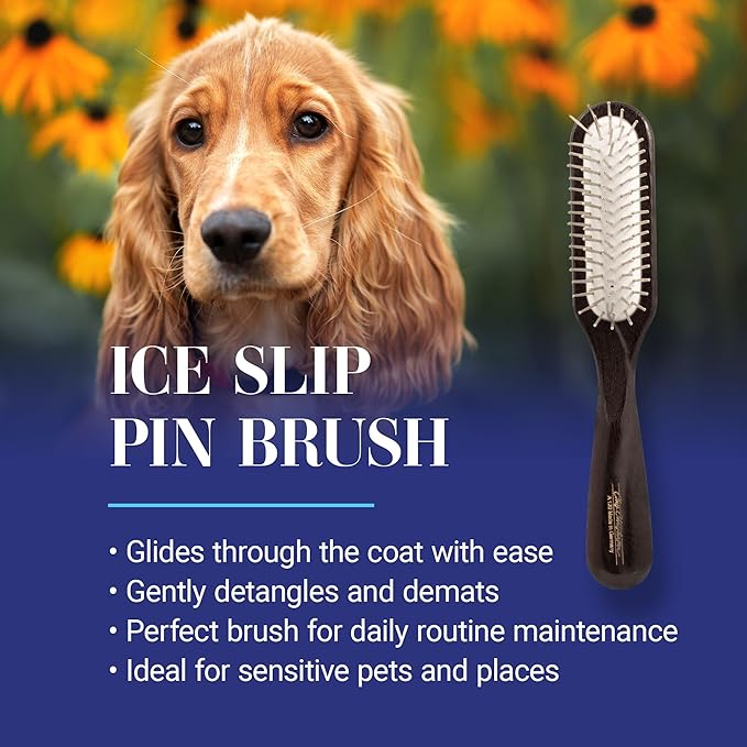 Chris Christensen Dog Brush, 20 mm. Ice Slip Dematting Brush, Specialty Brushes, Groom Like a Professional, Remove Tough Mats and Tangles, Rounded and Grounded Pins, Doesn't Pull Coat