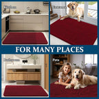 OLANLY Dog Door Mat for Muddy Paws 70x32, Absorbs Moisture and Dirt, Absorbent Non-Slip Washable Doormat, Quick Dry Chenille Mud Mat for Dogs, Entry Indoor Entryway Carpet for Inside Floor, Red