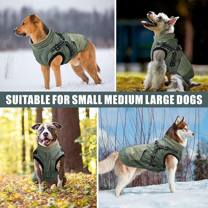 Mosucoirl Warm Dog Coats Pet Clothes, Waterproof Dogs Jacket Reflective Pet Outfits Winter Dog Cold Weather Coat Cozy Snow Jackets Vest for Small Medium Large Dogs Puppy Doggie