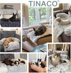 Calming Dogs/Cats Bed Mats, Dog Pad Washable Removable Couch Cover, Plush Long Fur Mat for Pets, Waterproof Lining, Perfect for Small, Medium and Large Dogs and Cats (Light Gray, 34"x30")