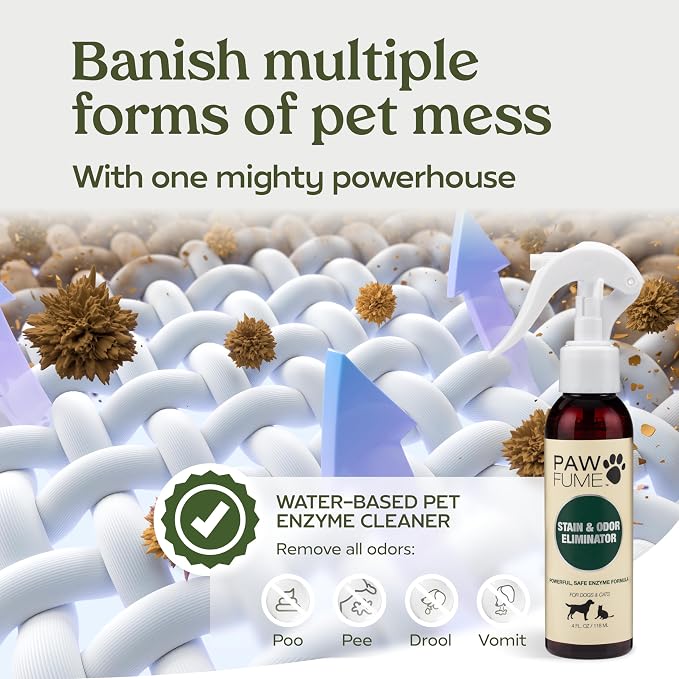 PAWFUME Stain & Pet Urine Odor Eliminator, 2-Pack | Enzymatic quick-dry formula with eco-friendly ingredients for upholstery, fabrics and Carpet Cleaner Spray use