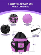 Harrison Howard Horse Grooming Brushes Kit 7 pieces with Organizer Tot Equine Care Series Horse Brush Sets New Purple