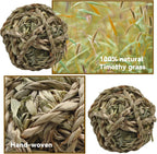 Rabbit Timothy Grass Ball 6 Pcs,Natural Bunny Grass Ball Timothy Hand Woven Chew Toys Small Animals Teeth Grinding Suitable for Hamster Guinea Pig Squirrel Totoro Gerbils