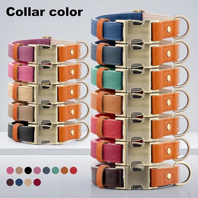 Plutus Pet Genuine Leather & Hemp Dog Collar – Adjustable Heavy Duty Pet Collar with Quick Release Metal Buckle, Soft & Stylish for Puppy and Small, Medium, Large Dogs (Royal Blue, M)