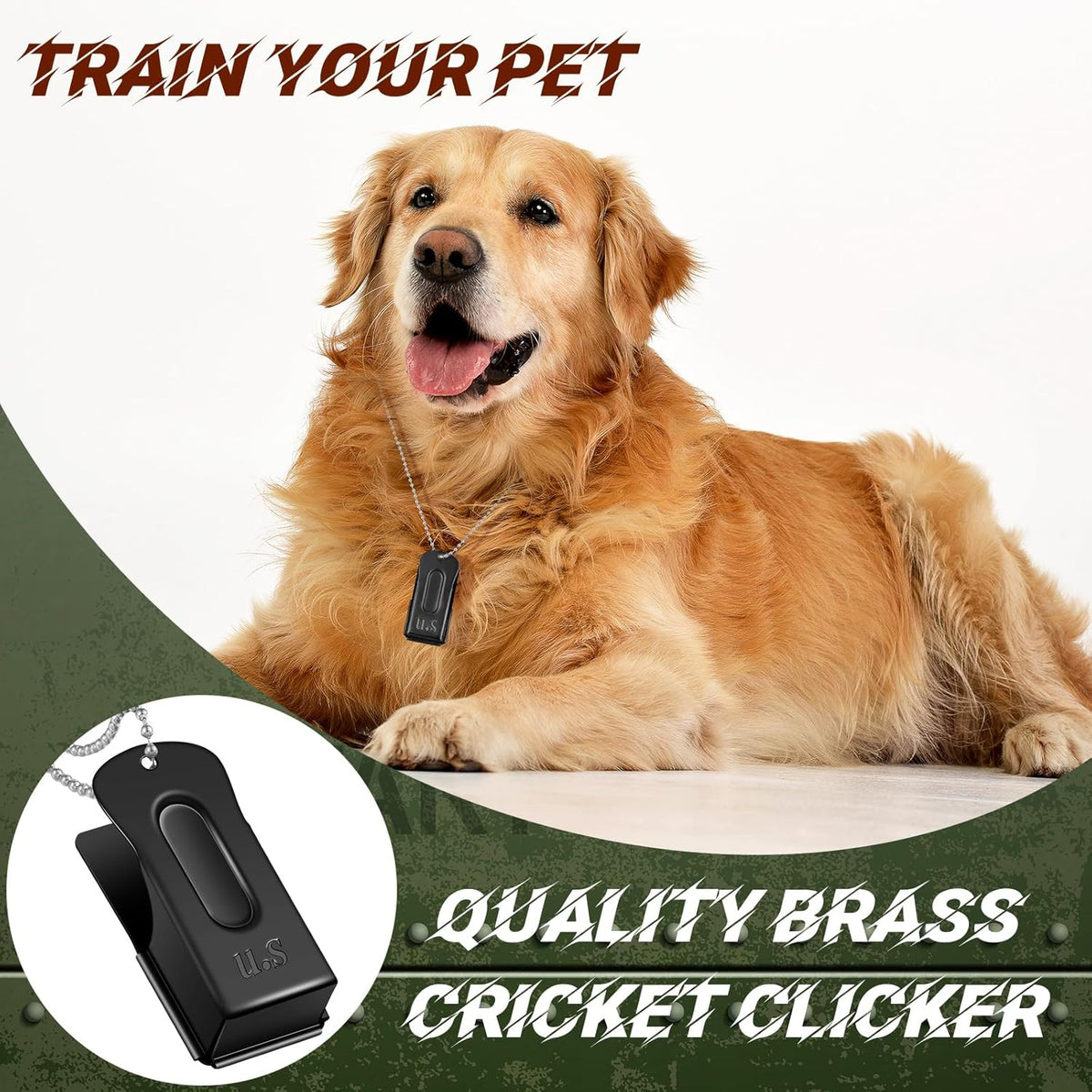 Jenaai 3 Pieces Brass Pet Training Clicker Dog Necklace Signaling Cricket Clicker Training for Puppy Dogs Cat(Black)
