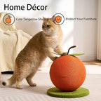 Orange Cat Scratching Post, Cute Cat Scratcher with Sisal Rope, Cat Scratch Post for Indoor Adult Cat and Kitten, Cat Scratching Ball