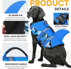 Dog Life Jacket Ripstop Dog Shark Safety Vest Adjustable Preserver with High Buoyancy and Durable Rescue Handle for Small,Medium,Large Dogs, Blue Camouflage X-Large