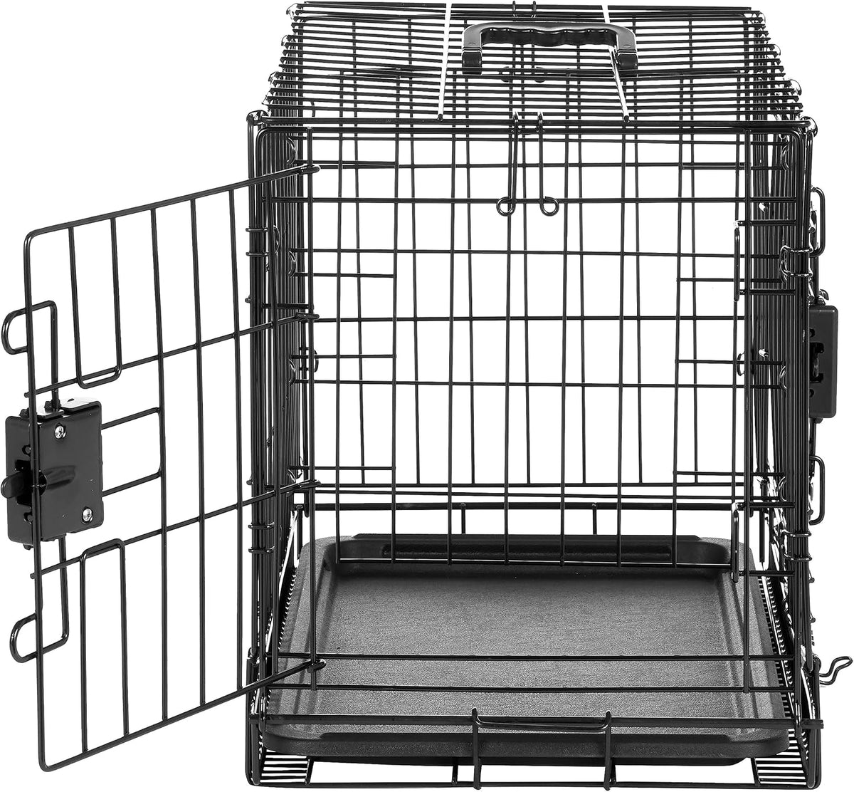 Amazon Basics Durable,Foldable Metal Wire Dog Crate with Tray, Double Door, Divider, 22 x 13 x 16 in, Black