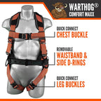 Warthog Comfort MAXX - Safety Harness for Construction – Fall Protection Equipment with Removable Belt and Lumbar Support, Side D-Rings, and Padding, OSHA & ANSI Compliant (3XL)