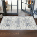 2x5 Washable Kitchen Area Rug: Oriental Stain Resistant Sink Stove Rug Farmhouse Soft Low-Pile Carpet for Entryway Bathroom Thin Laundry Room Living Room Floor Mat with Non Slip Backing (2x5,Grey)