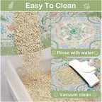 Glittme Cat Litter Mat with Non-Slip Bottom Litter Box Mat 24"X15" Litter Trapping Mat Easy to Clean Washable Cat Food Mat for Kitty,S