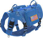 Forestpaw Dog Harness Medium Sized,Tactical Dog Harness with Handle,No Pull Military Style Service Dog Vest with Pockets Adjustable for Medium Large Dogs,Blue,Chest 21.5-45"