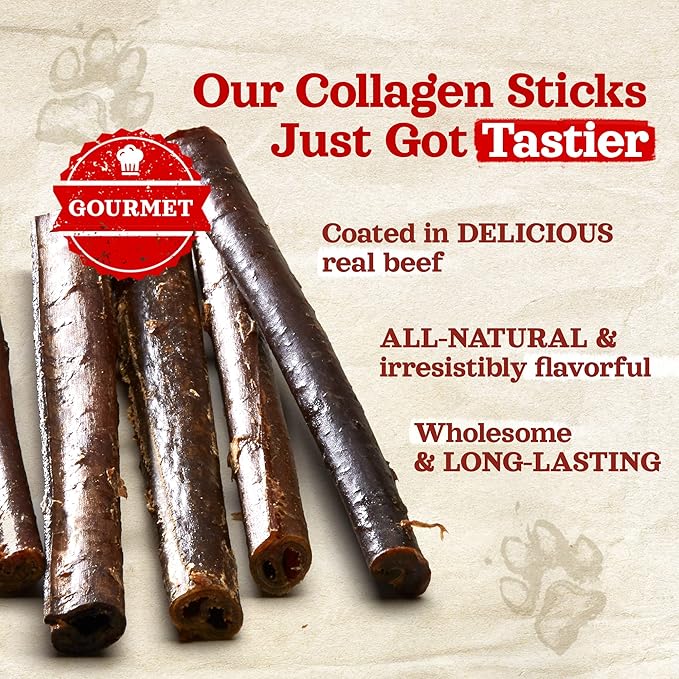 Natural Farm Bully Coated Gourmet Collagen Sticks (4 Inch, 25 Pack) – Real Bully Beef Coated, 95% Natural Collagen Dog Chews, Supports Healthy Joints, Skin & Coat - Best for Small & Medium Dogs