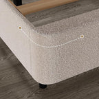 HOMBCK King Size Bed Frame, Upholstered Boucle Bed Frame King with Headboard, Soft Cloud Bed Frames with Thickened Footboard, Rounded Corners, No Box Spring Required, Easy Assembly, Cream