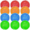 Beieverluck 12 Pack 3.5 Inch Squeaky Dog Toy Balls Spikey Dog Balls Large Dog Chew Toys for Medium Large and Small Dogs for Aggressive Chewers,4 Colors
