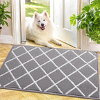 Finchitty Indoor Door Mat, Dirt Resistant and Absorbent, Low-Profile, Non-Slip, Washable Inside Floor Mats for Front Door, Back, and Entrance, 30" x 17", Grey
