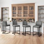 Yaheetech Counter Height Bar Stools 24'' Kitchen Bar Stools Set of 4 Upholstered Modern Island Chairs with Back and Metal Legs Farmhouse Bar Chairs for Kitchen Counter, Gray