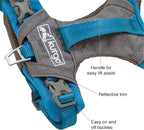 Kurgo Journey Air Dog Harness, Blue, Small | Padded Chest, Ripstop Outer & Breathable Mesh, Back Assist Handle, Rust-Free Aluminum Hardware, Reflective Trim