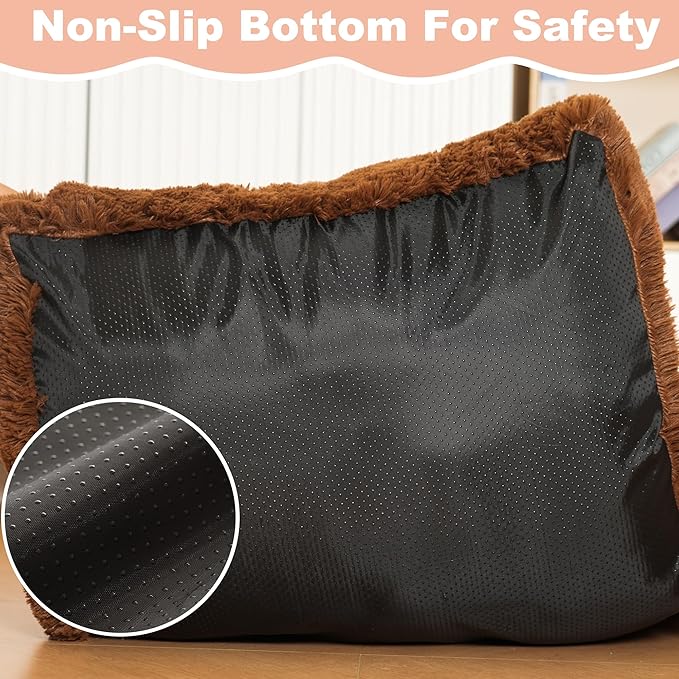 Bedfolks Waterproof Dog Crate Bed & Pad, Faux Fur, XXL (47"x29"), Washable, Solid Brown