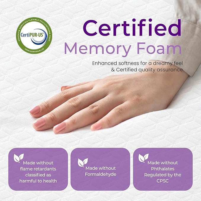 GAESTE 6 Inch Queen Cooling Memory Mattress Medium Firm CertiPUR-US Certified Foam, Pressure Relief & Cool Sleep Mattress-in-a-Box Comfort & Supportive Fiberglass Free (Queen, 6 in)