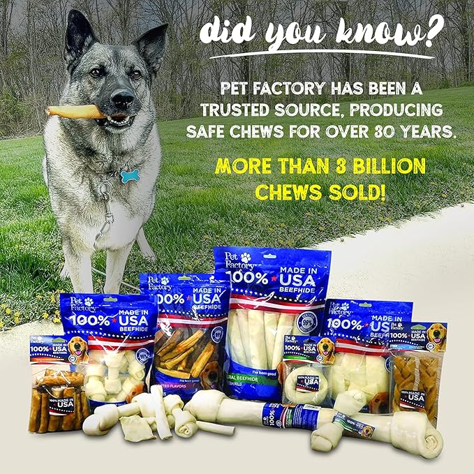 Pet Factory 100% Made in USA Beefhide Chips Dog Chew Treats - Beef & Chicken Flavor, 8 oz