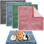 Amylove 4 Pcs Guinea Pig Cage Liner Guinea Pig Bedding Washable Fleece Pee Pads Reusable Small Animals Training Mat Small Animal Sleeping Bed for Bunny Hamster(Mixed Colors,12 x 12 Inch)