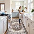 4x10 Wide Hallway Runner Rug: Vintage Washable Soft Rugs for Living Room Bedroom Water Resistant Carpet with Non-Slip Backing for Entry Kitchen Dining Room Thin Nursery Bathroom Floor Mat(Brown,4x10)