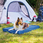 FurHaven Cooling Dog Bed – XL Foam Mattress for Joint Pain Relief, Waterproof Liner, Removable Washable Cover, Durable for Outdoor Use, Deluxe Grid Indoor/Outdoor Bed – Blue, Jumbo