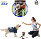 NFL Seattle Seahawks PET GIFT BOX with 2 Licensed DOG TOYS, 1 Logo-engraved NATURAL DOG TREAT, 1 NFL JERSEY, 1 NFL Puppy Training Bells & 1 Car Seatbelt