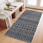 2x4 Runner Rug for Hallway: Washable Non-Slip Moroccan Rugs for Kitchen Entryway Bedroom - Soft Stain Resistant Easy Clean Mat for Family with Pets 2x4 Black