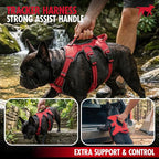 Tuff Pupper Tracker No Escape Dog Harness, Dual Attachment Points, Reflective 3M Stitching, XS - XL, March Red