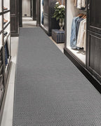 Color&Geometry Door Mat 2'4"x10' Runner Rug with Rubber Backing, Non Slip Washable Hallway Rug, Carpet Runners for Hallway Living Room Bedroom, Light Grey (Rolled-up NO Creases)