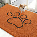 OLANLY Dog Door Mat for Muddy Paws 48x30, Paw Print Design, Absorbs Moisture and Dirt, Absorbent Non-Slip Washable Doormat, Quick Dry Chenille Mud Mat for Dogs, Entry Indoor Entryway Carpet, Clay