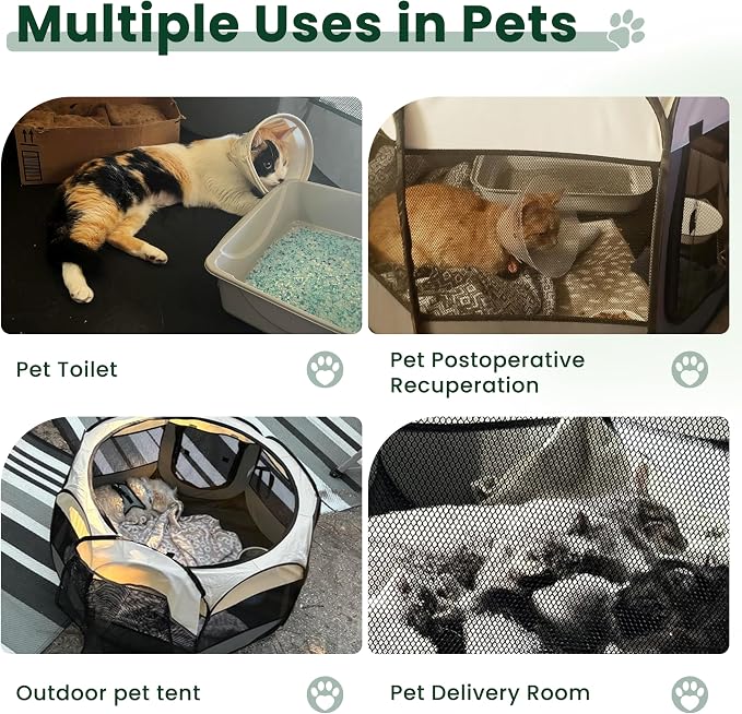 Love's cabin Pet Puppy Dog Playpen, Large Dog Tent Crates Cage Indoor/Outdoor, Portable Playpen for Cat, Foldable Pop Up Dog Kennel Playpen with Carring Case, Removable Zipper Top, Green