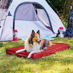 FurHaven Cooling Dog Bed – XL Foam Mattress for Joint Pain Relief, Waterproof Liner, Removable Washable Cover, Durable for Outdoor Use, Deluxe Grid Indoor/Outdoor Bed – Red, Jumbo