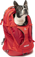 Kurgo G-Train - Dog Carrier Backpack for Small Pets - Cat & Dog Backpack for Hiking, Camping or Travel - Waterproof Bottom - Red