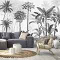 AFZEVEB-Black and White Jungle Wallpaper Hand-Painted Tree Wall murals for Bedroom 159"x107" (Not Peel and Stick)