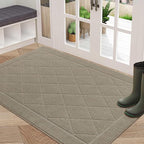 BEQHAUSE Dirt Trapper Door Mat 32" x 48", Doormat Non-Slip Entryway Rugs Washable, Dog Door Mat Stain Resistant and Absorbent Welcome Floor Mat for Front Back Door, Mud Wet Shoes & Paws, Beige