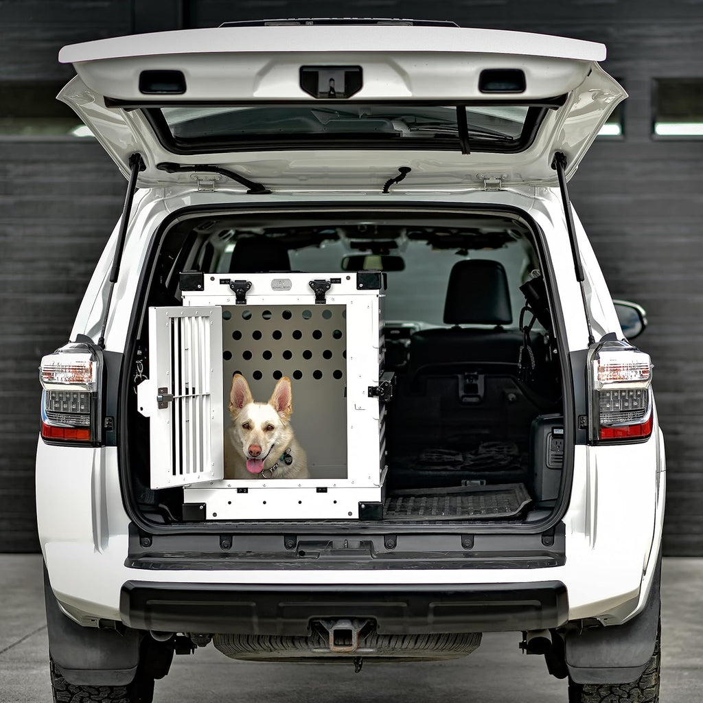 Heavy Duty Fully Collapsible Powder-Coated Aluminum Dog Crate - Medium (White)