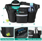 PetAmi Premium Hands Free Dog Leash for 2 Dogs, Adjustable Waist Belt Leash for Dog Walking, Fanny Pack Accessories Bag Dual Bungee Leash for Running, Hiking, Jogging, Biking, Black