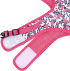 Mile High Life Dog Harness, Air Mesh Floral Vest Harness for 20 lbs Small Dogs & Cats, Easy Get on Adjustable Easy Closures Both Neck and Chest(Peony, M Chest 18"-20")