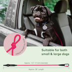 Dog Seat Belt for Car | Universal Dog Car Seatbelt | Durable Reflective Rope with Clip Hook Latch, Buckle and Carabiner- Safe and Secure Pet Safety Restraint (Pink)