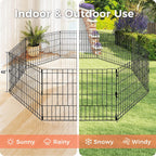 Foldable Dog Playpen 48" Height 8 Panels Metal Exercise Pen No Door - Indoor/Outdoor Dog Play Pen for Medium-Large Dogs, Portable Pet Fence for Yard Garden Camping, Black