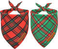 Realeaf Christmas Dog Bandanas 2 Pack, Reversible Red Green Plaid Dog Scarf, Xmas Pet Bandana for Boy and Girl, Premium Durable Fabric, Holiday Check Bandana for Small and Medium Dogs Pets (Small)