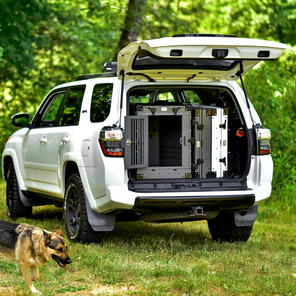 Heavy Duty Fully Collapsible Powder-Coated Aluminum Dog Crate - Medium (Gray)