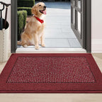 BEQHAUSE Indoor Door Mat 24" x 36", Dirt Trapper Door Mats Non-Slip Entryway Rugs Washable, Resist Dirt Absorbent Welcome Mat, Low Profile Floor Mats for Front Back Door and Entryway, Red