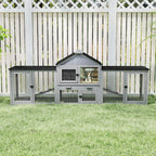 COZIWOW 82inches Extra Large Wood Rabbit Hutch Outdoor Easy to Assemble and Stable Bunny Cage Indoor with Cleaning Tray & Waterproof Roof for Small and Medium Bunny Rabbit Chick (Grey)