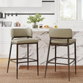 Christopher Knight Home Ebany Barstools Set of 2, Metal Frame Counter Stools, Upholstered Kitchen Chair, Curved Back Support Bistro Chairs, 30" H Island Stool for Dining Kitchen Cafeteria, Khaki