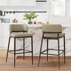 Christopher Knight Home Ebany Barstools Set of 2, Metal Frame Counter Stools, Upholstered Kitchen Chair, Curved Back Support Bistro Chairs, 30" H Island Stool for Dining Kitchen Cafeteria, Khaki